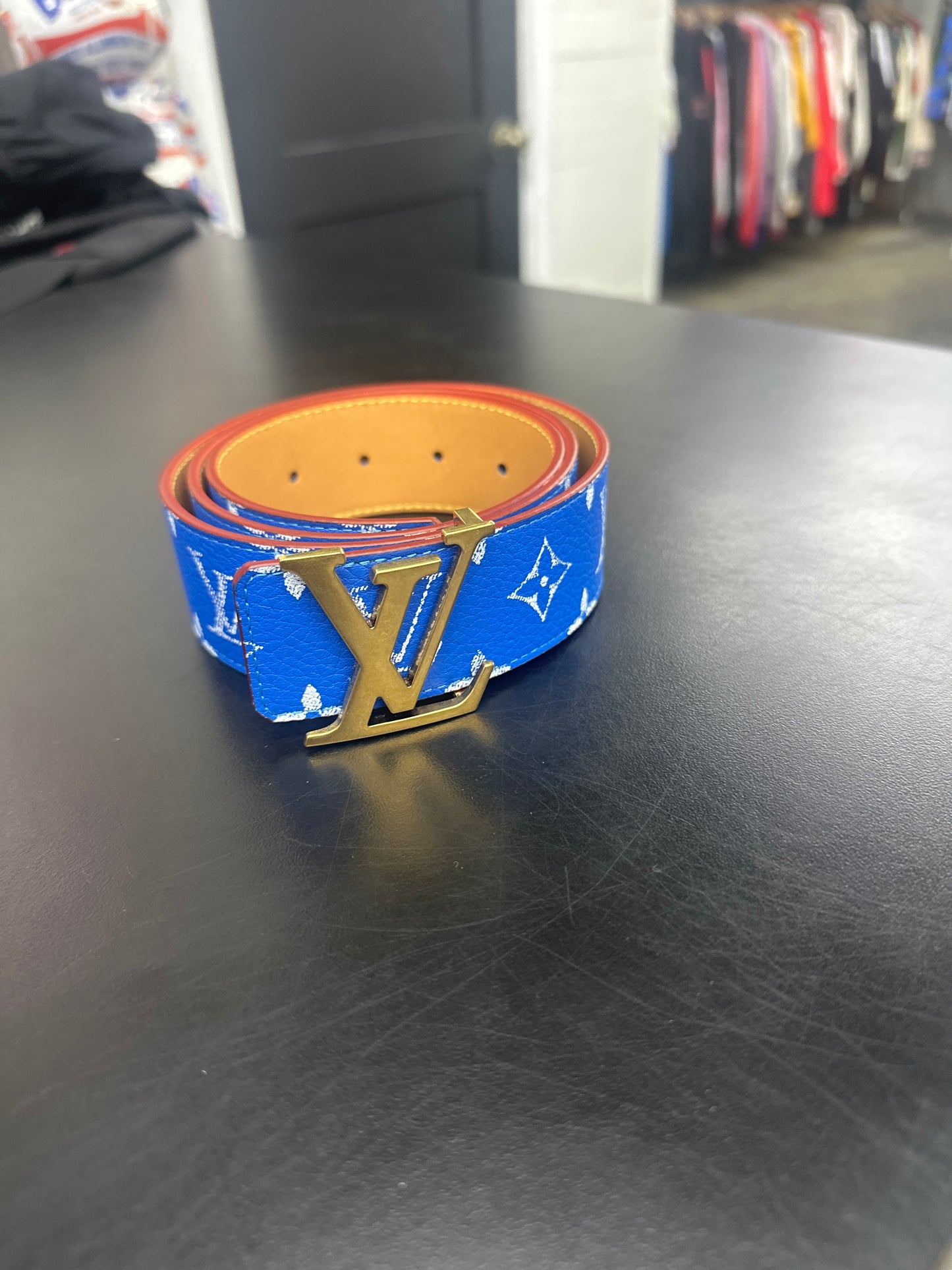 Louis Vuitton Blue Pharell Monogram Belt - 34