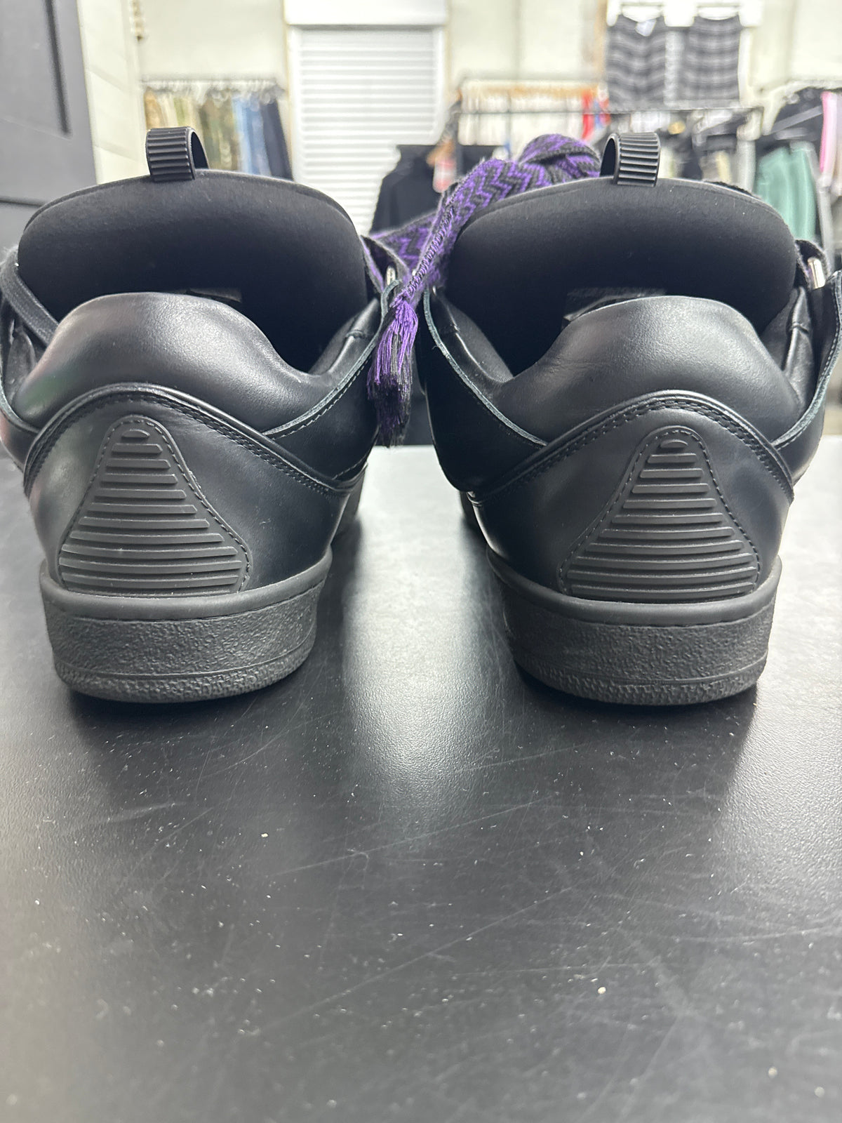 LANVIN Curb Black Leather/Purple (U) - 45(12) (NB)**
