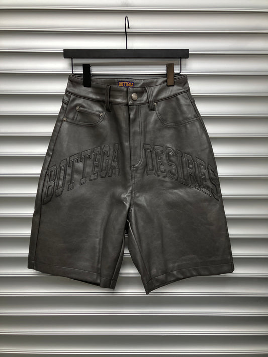 Bottega Desires Grey Leather Shorts - 28
