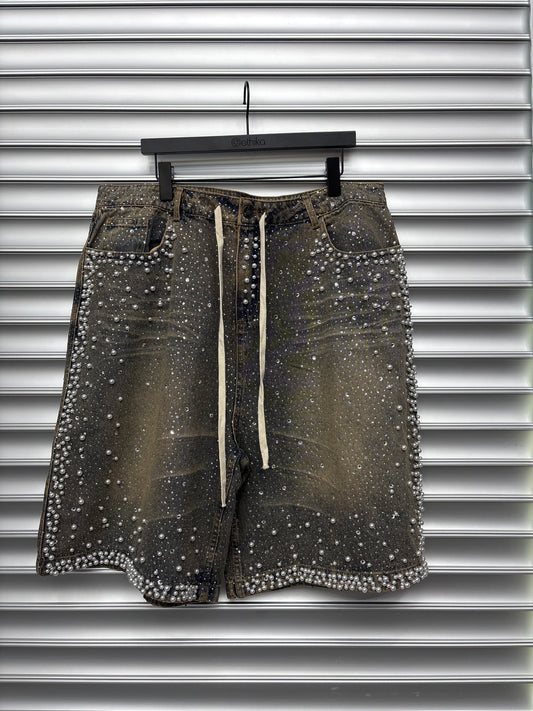 Vale Light Wash Pearl Shorts -38