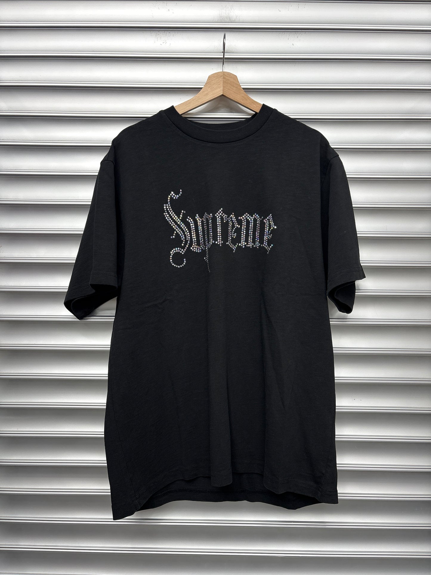 Supreme Rhinestone Script Logo Tee - L**