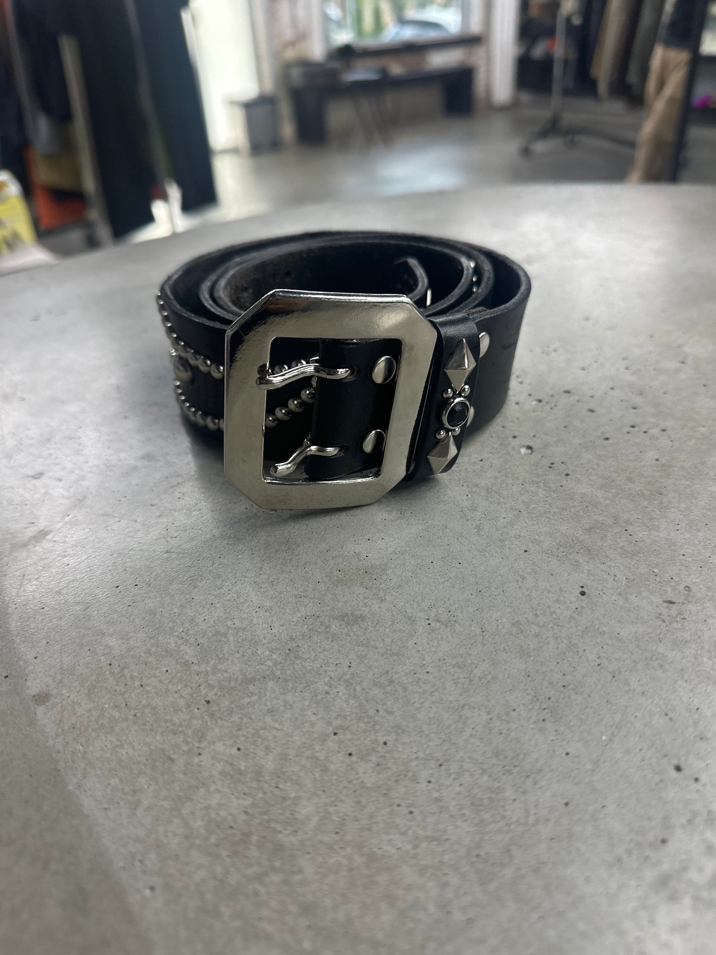 Mannahatta Black Lizard Studded Belt - 36