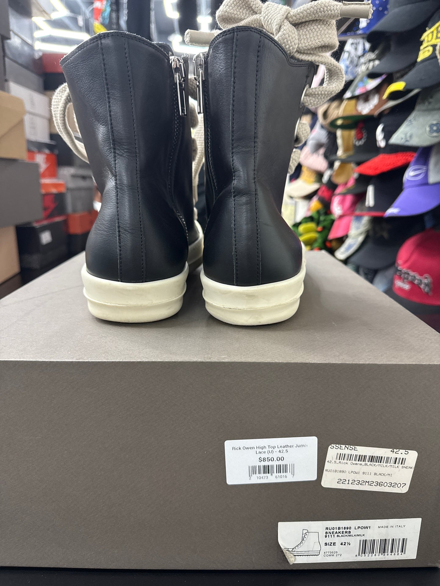 Rick Owen High Top Leather Jumbo Lace (U) - 42.5