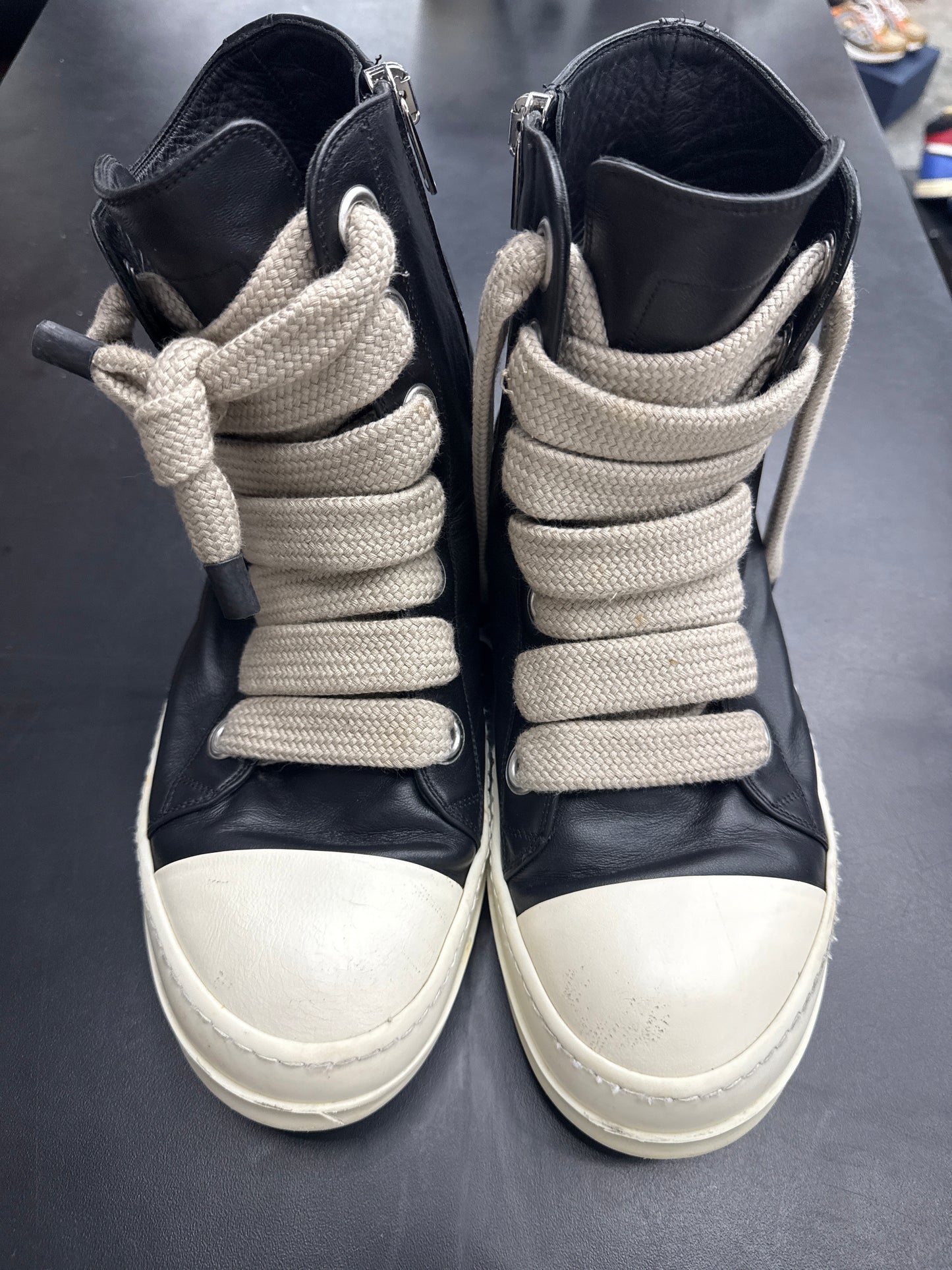 Rick Owen Ramone High Jumbo Lace Black Leather (U) - 45(12) (NB)