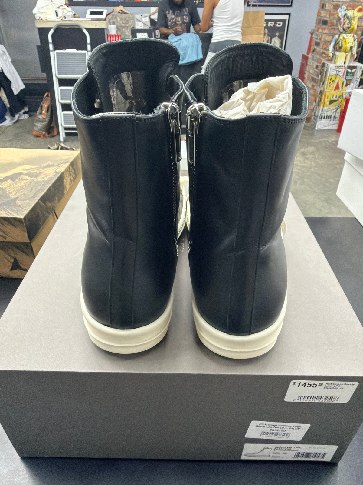 Rick Owen Ramone High Black Leather (U) - 43(10)**