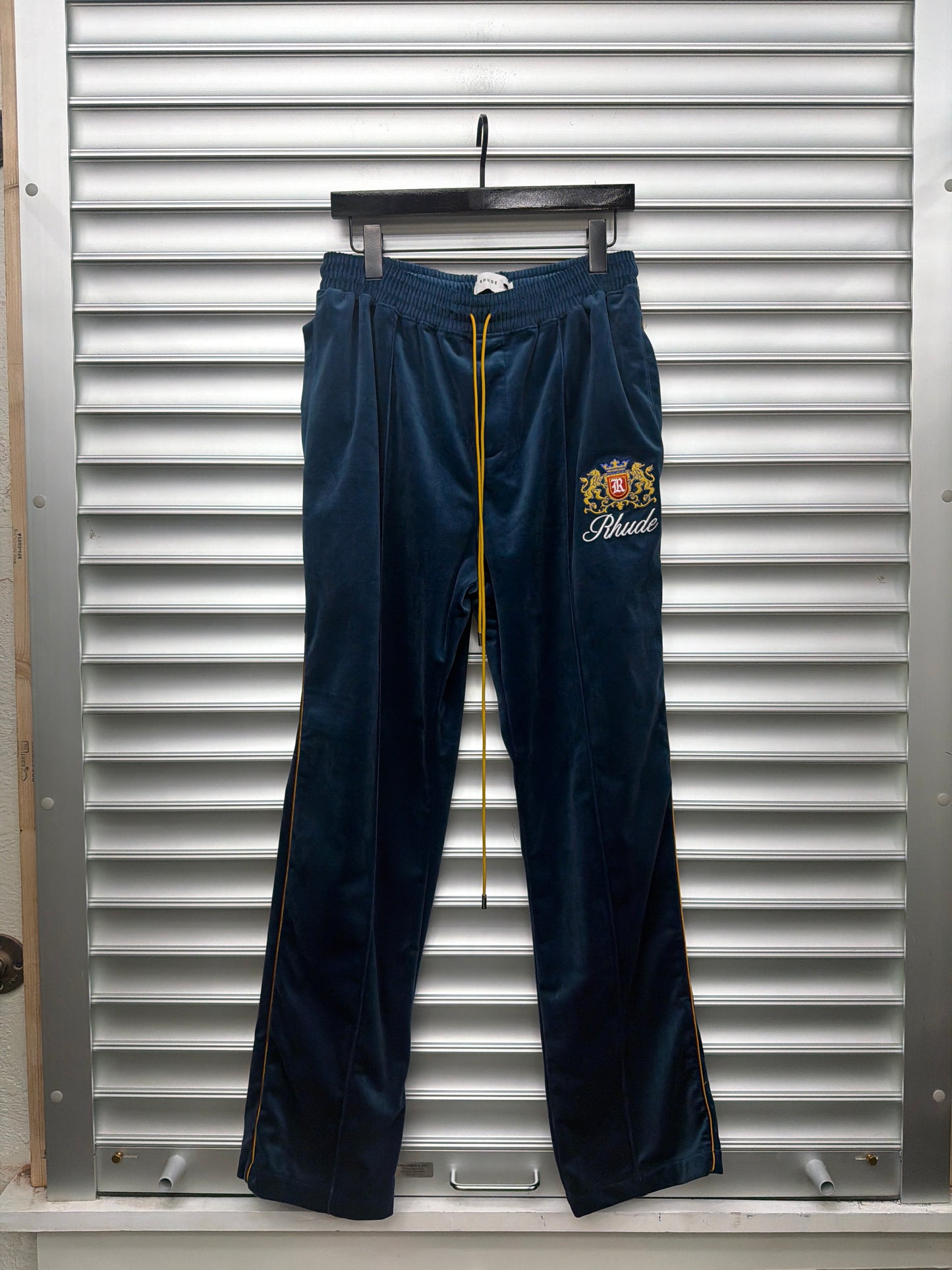 Rhude Blue Velour Trackpant - L