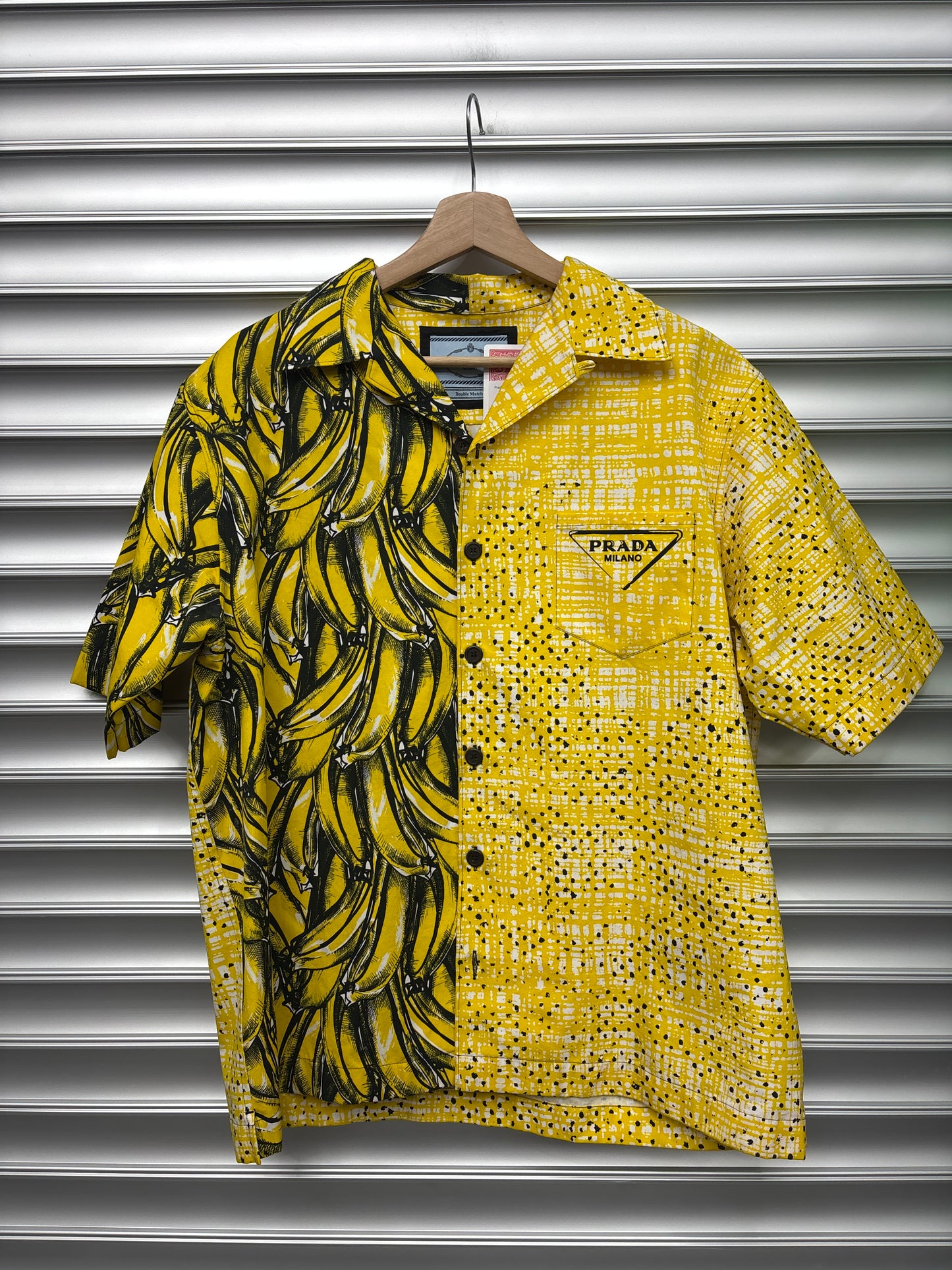 Prada Yellow Split Banana Bowling Shirt - M