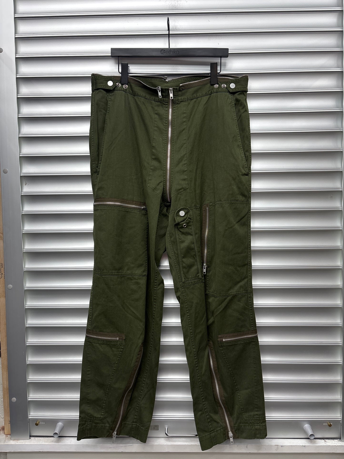 Maison Margiela Green Zippered Flight Cargo Pants - 50