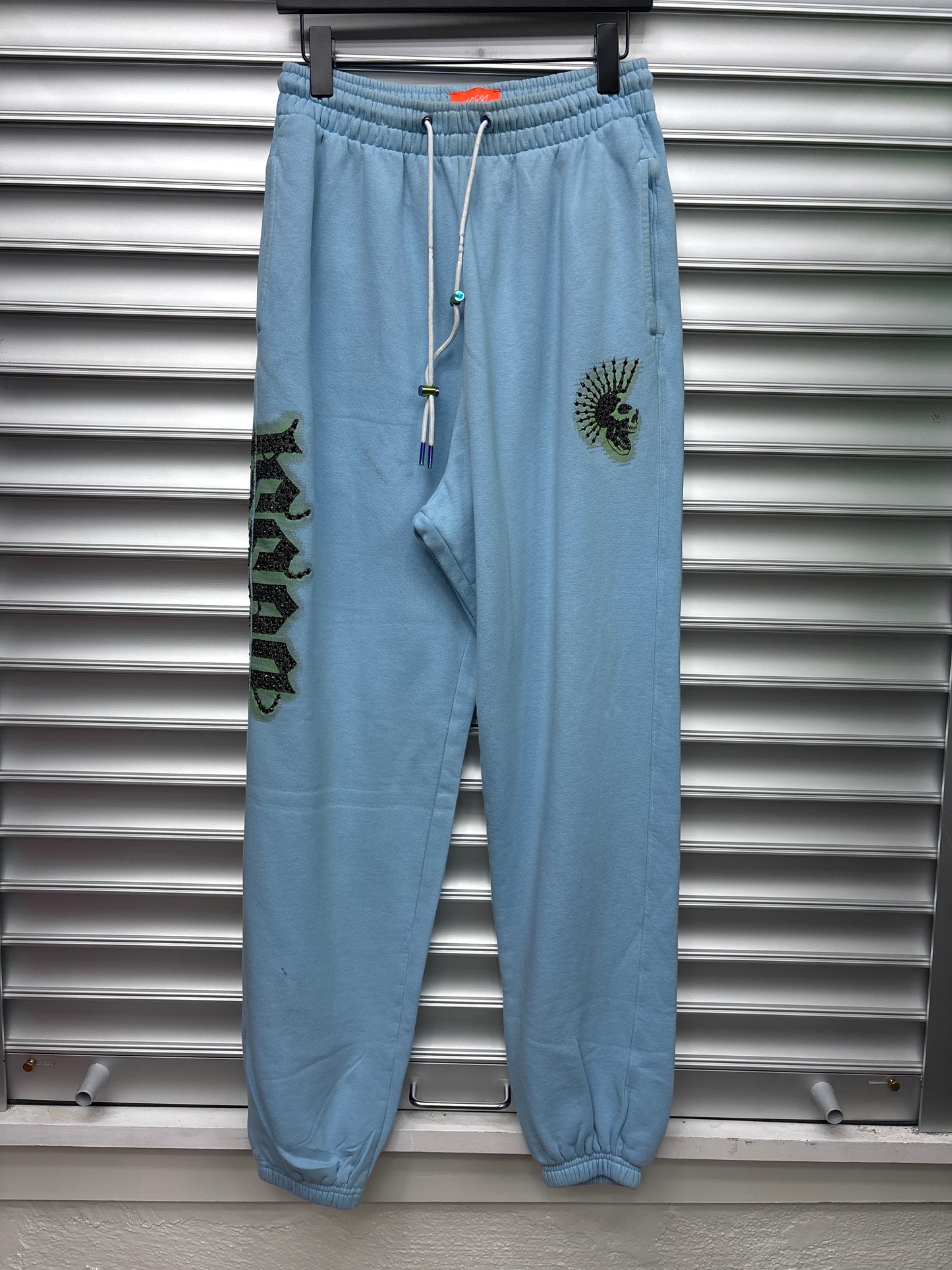 Bossi Rhinestone Baby Blue Sweatpants - M