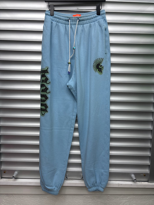 Bossi Rhinestone Baby Blue Sweatpants - M