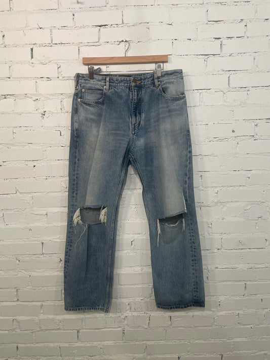 Balenciaga Denim Knee Slit Pants - M