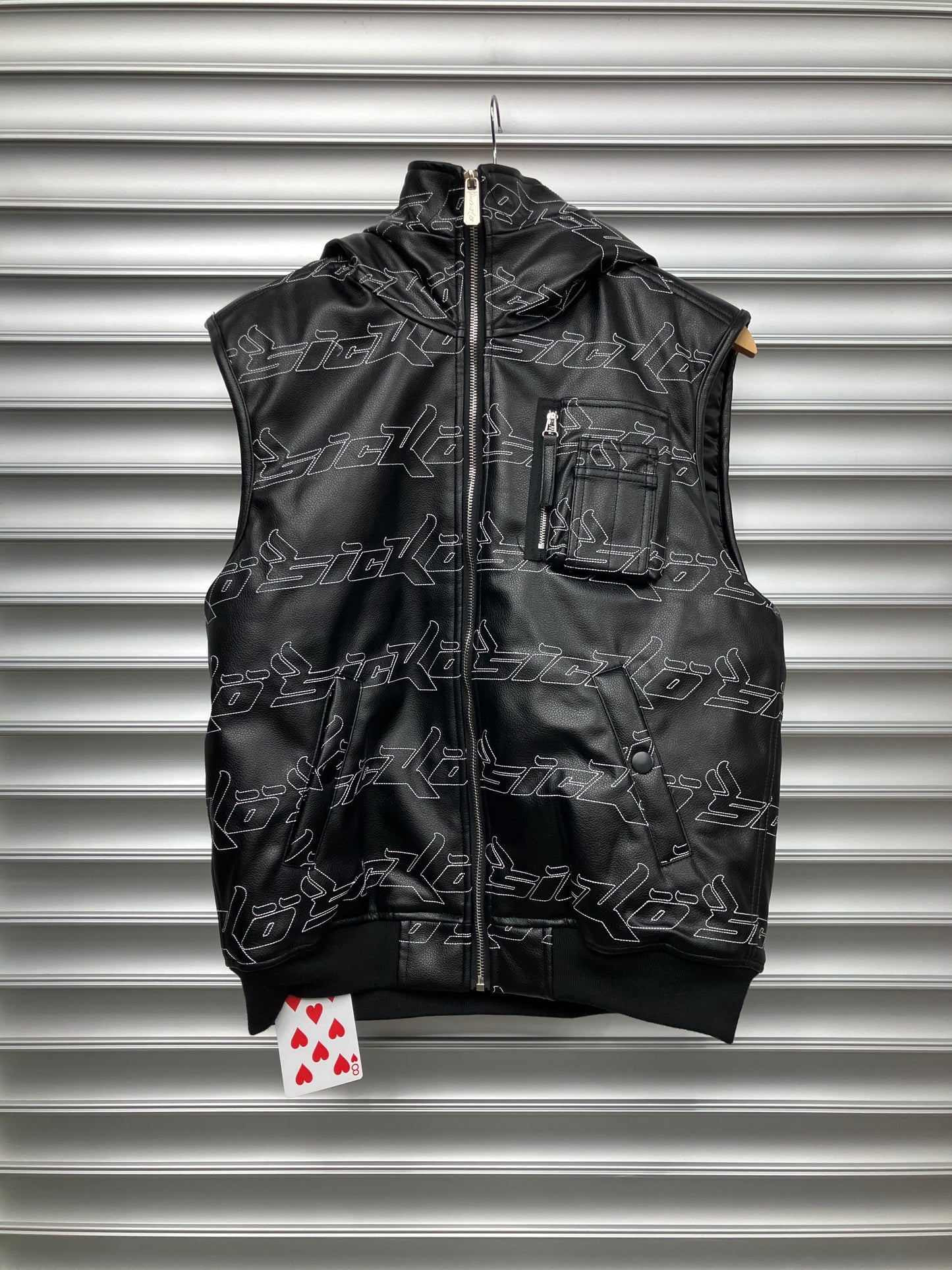 Sicko Black Leather Vest - M