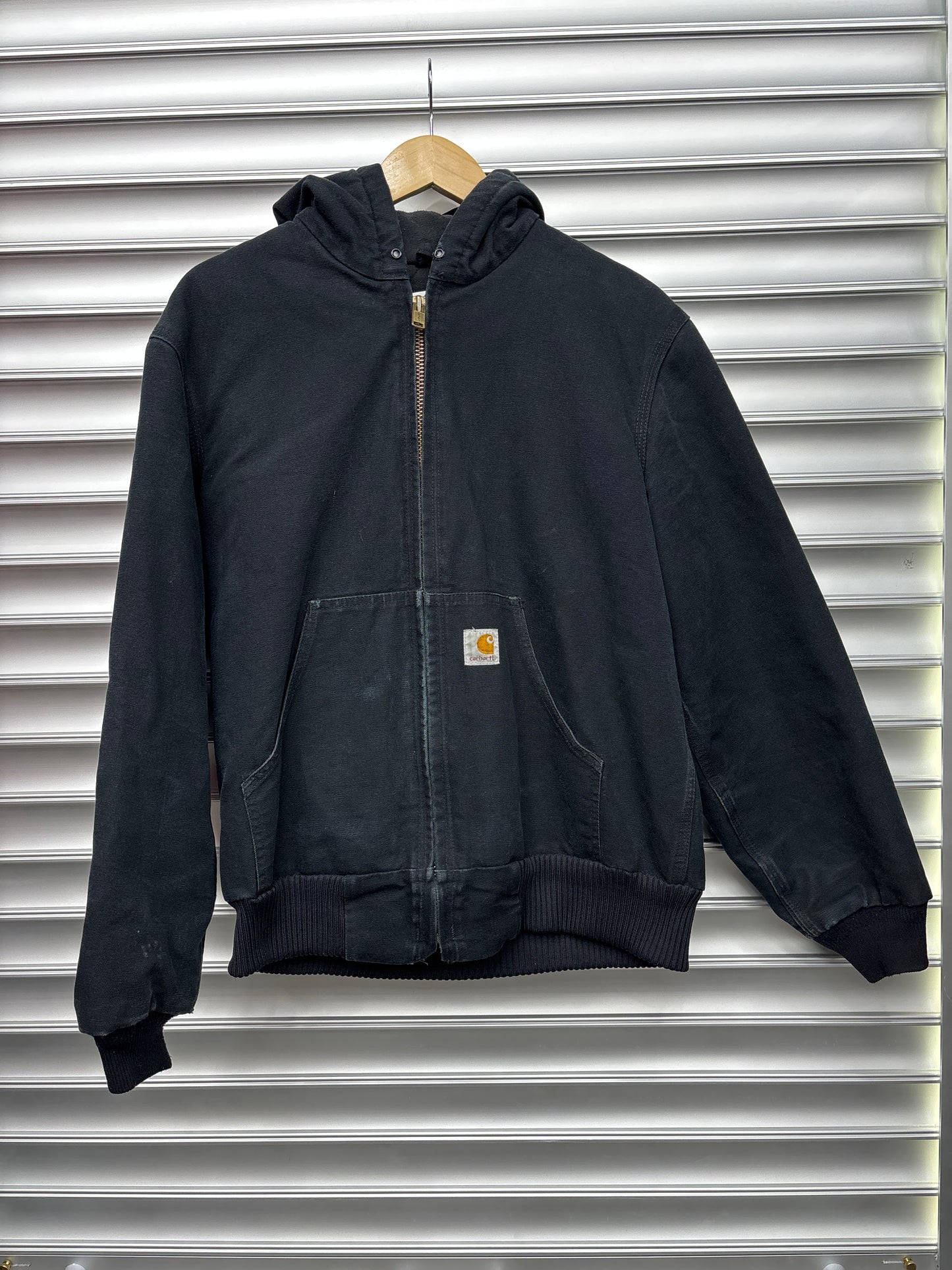 Vintage Black Carhartt Hooded Jacket - L