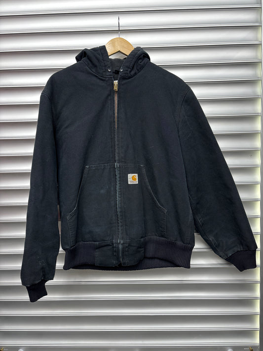 Vintage Black Carhartt Hooded Jacket - L