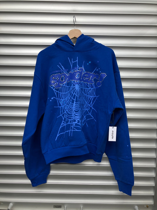 Spider Rhinestone Blue Hoodie - M*