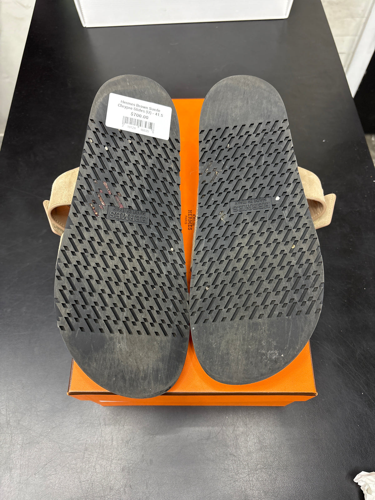 Hermes Brown Suede Chrypre Slides (U) - 41.5