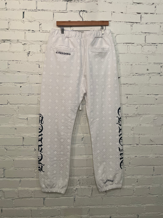 Brand New White Monogram Chrome Hearts Sweatpants - L