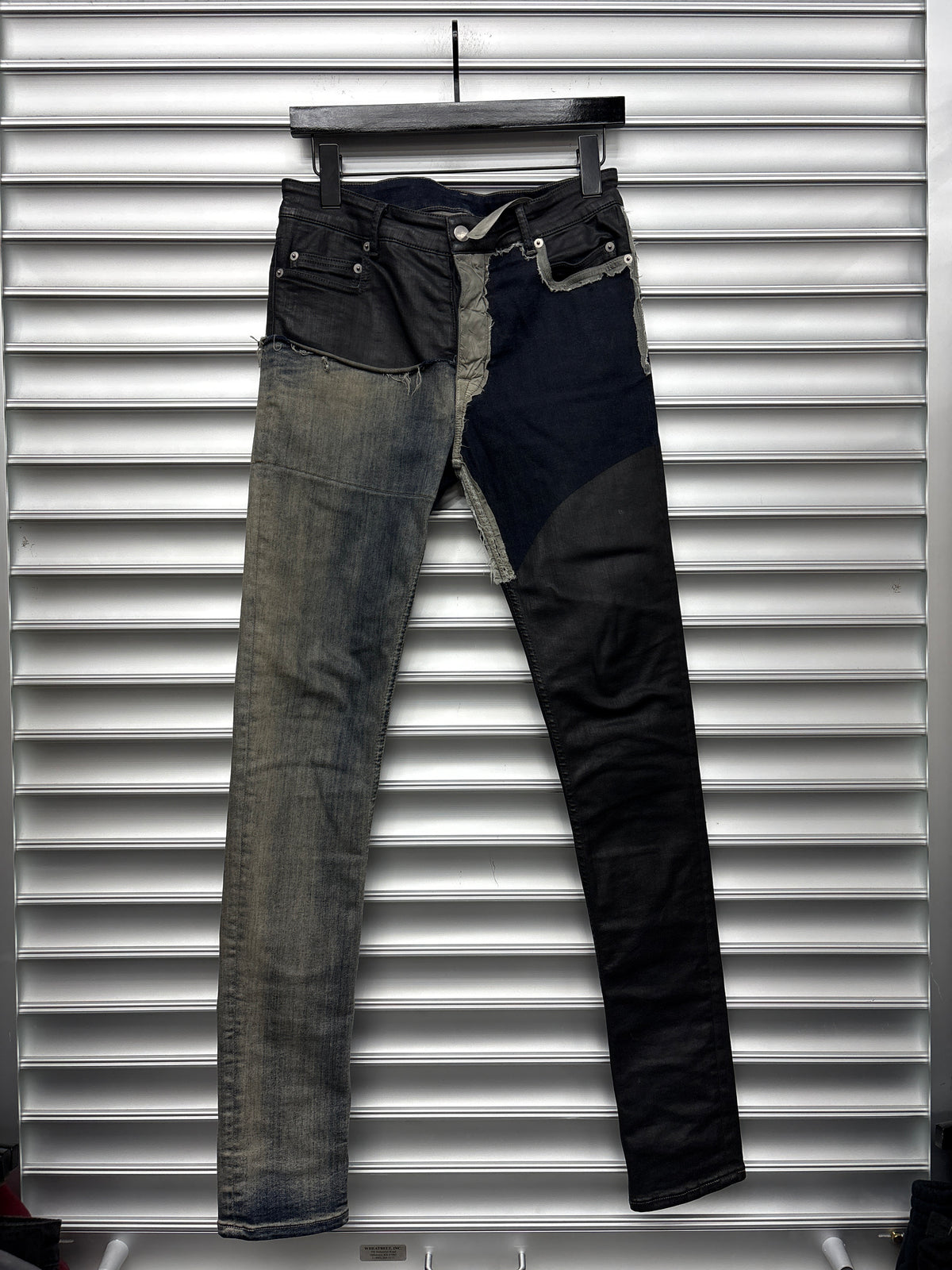 Rick Owen Black Wax Skinny Denim - 30**
