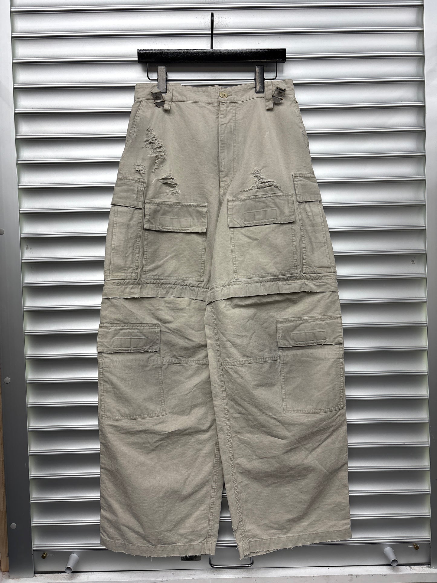 Balenciaga Grey Flare Convertible Cargo Pants - 44