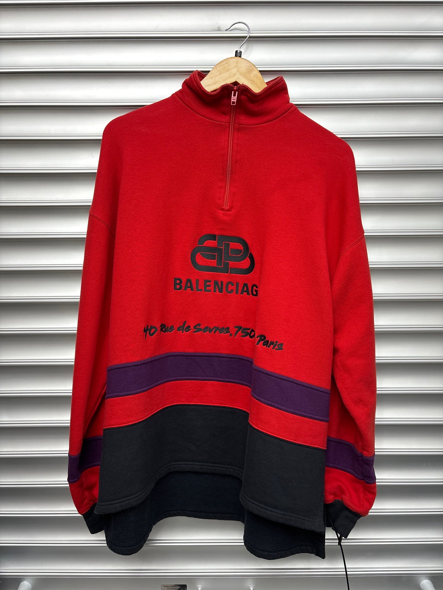 Red Balenciaga Quarter Zip - S**