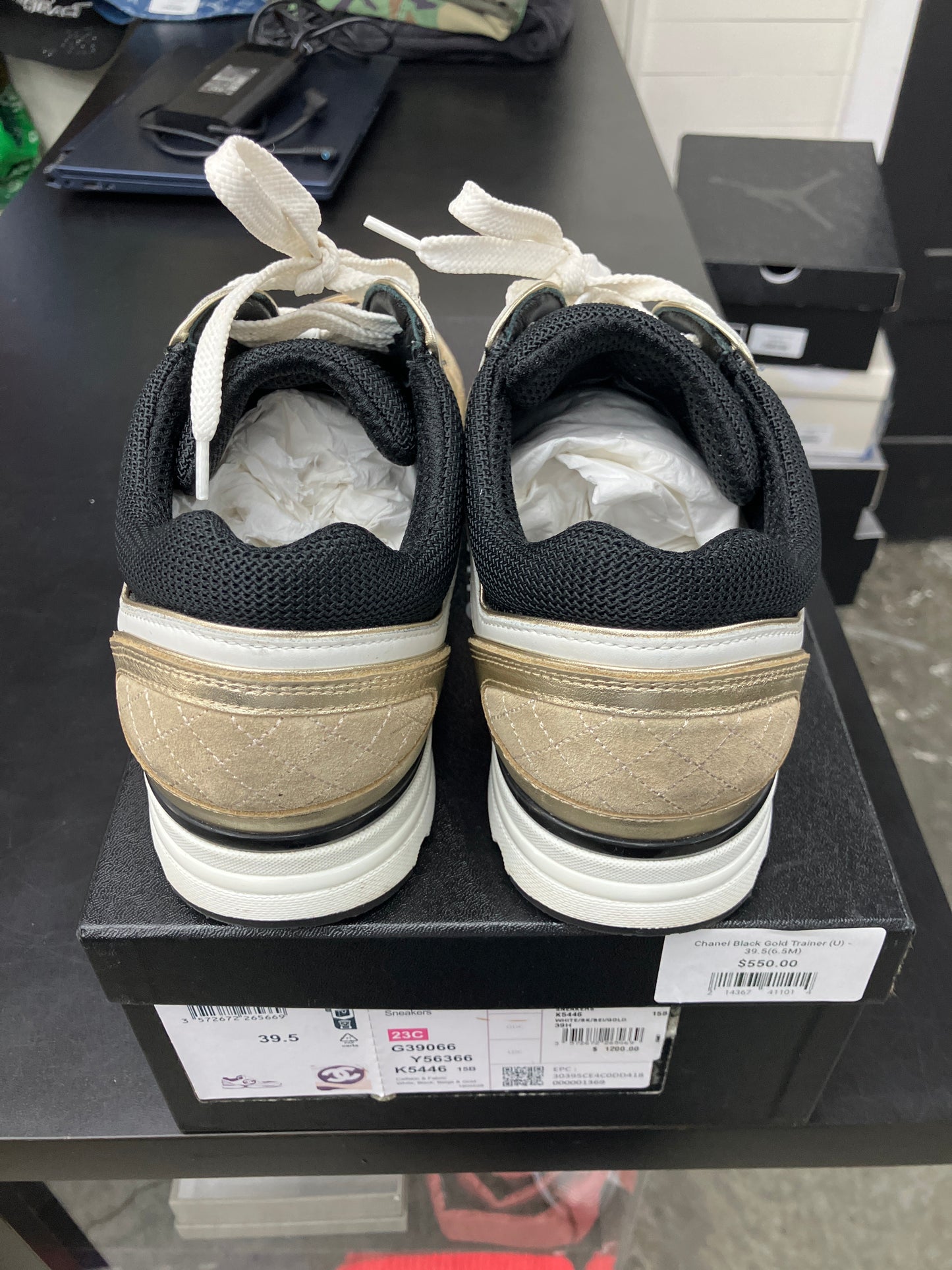 Chanel Black Gold Trainer (U) - 39.5(6.5M)
