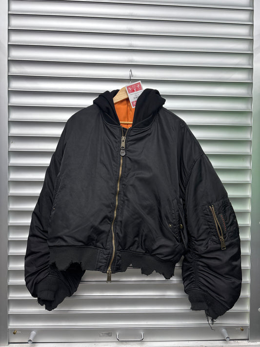 Raspberry Hills Distressed Bomber Jacket - M