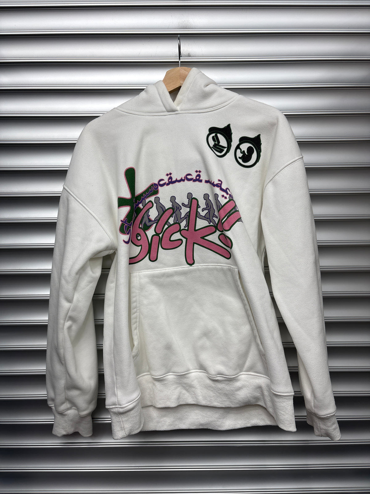 Sicko White Pink Hoodie - M**