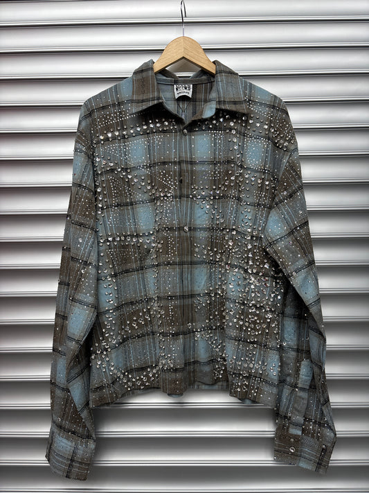 Vale Lives Rhinestone Blue Flannel - M