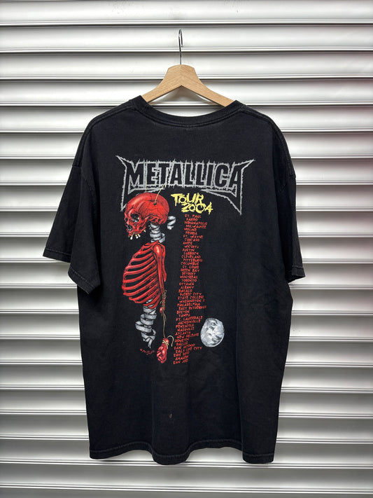 Vintage Metallic Red Skull Tee - XL