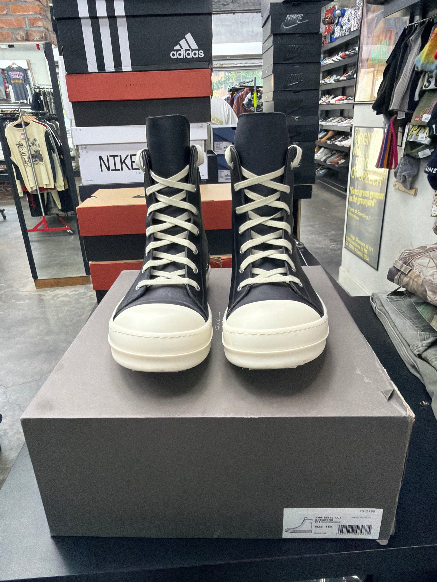 Rick Owen Ramone High Black Leather (U) - 45.5