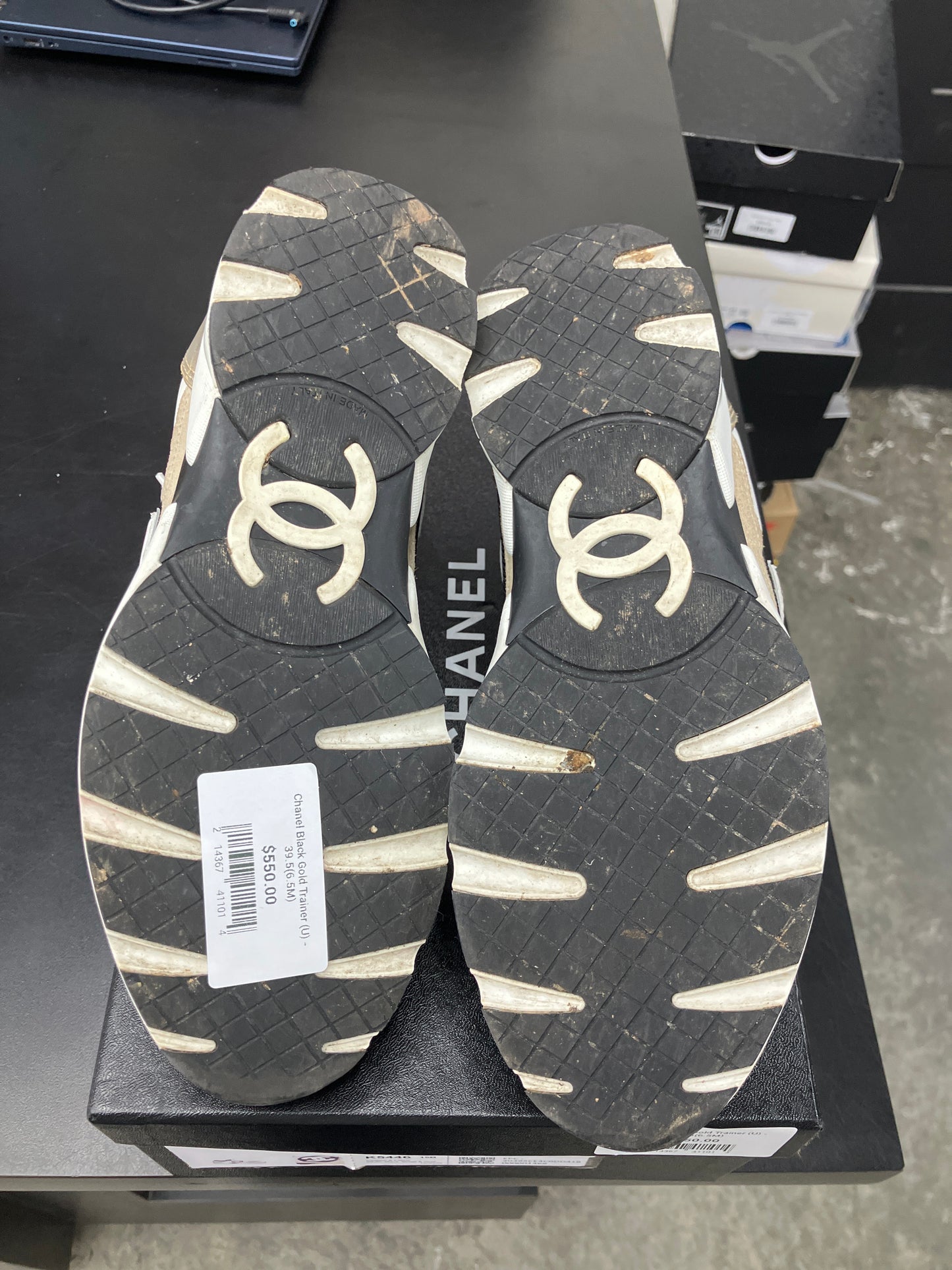 Chanel Black Gold Trainer (U) - 39.5(6.5M)