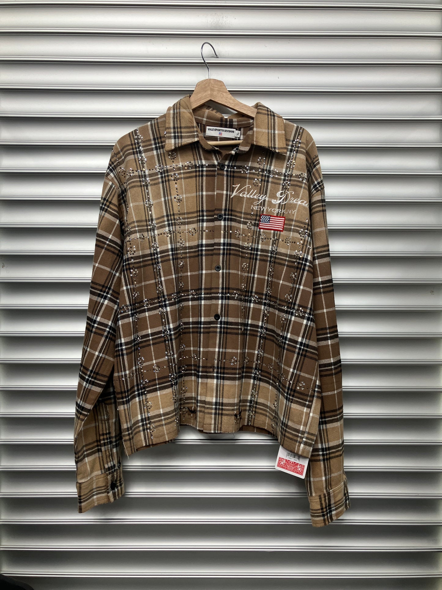 Vale Brown Rhinestone Flannel - XL