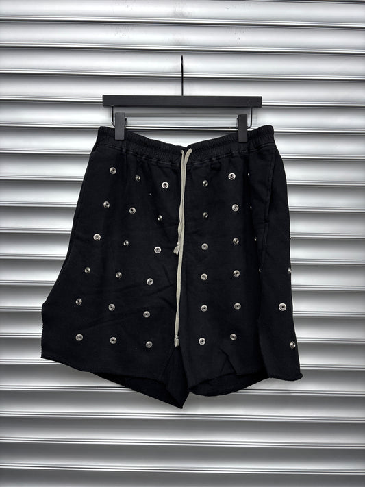 Rick Owens Black Button Shorts - M**