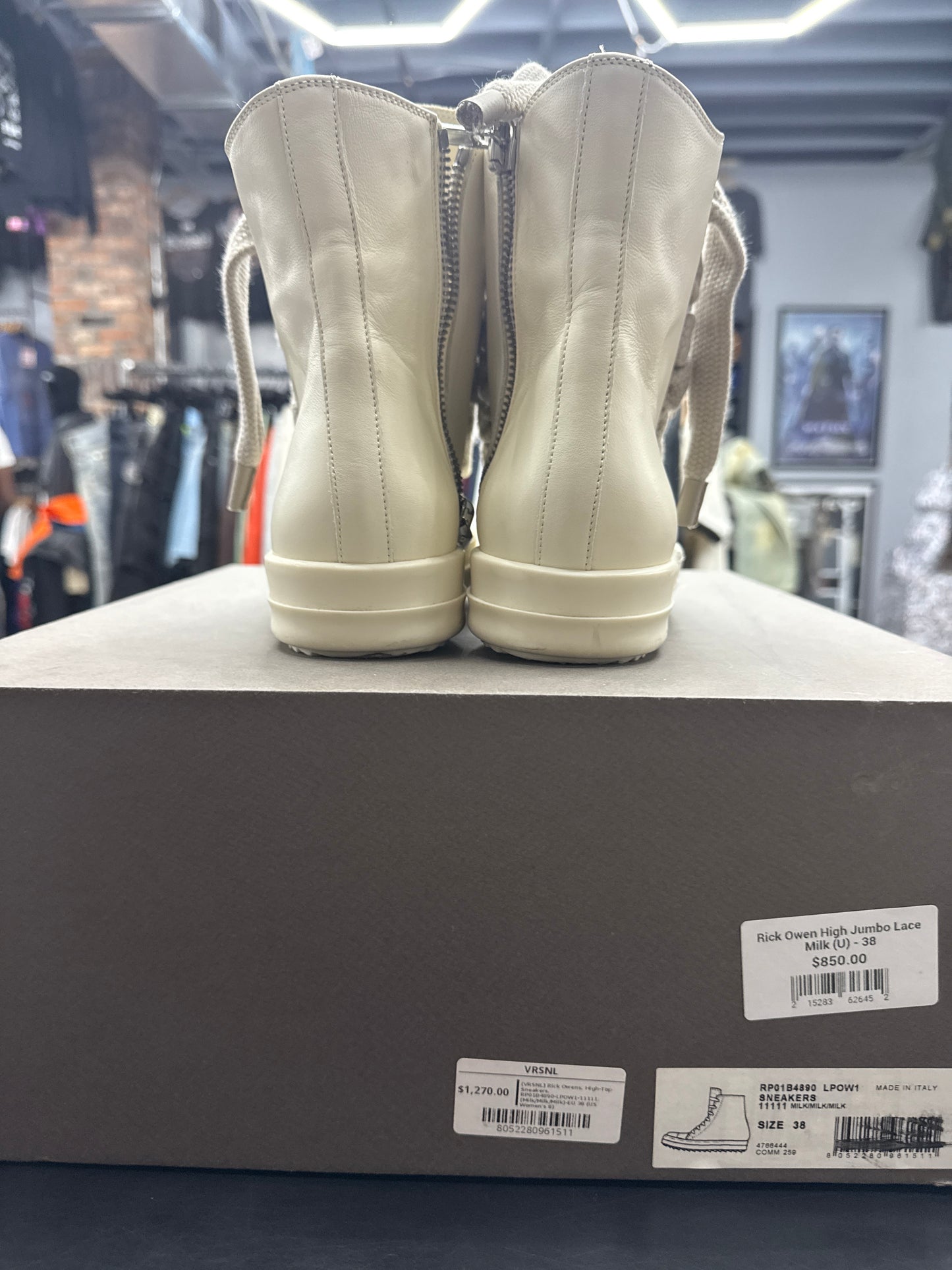 Rick Owen High Jumbo Lace Milk (U) - 38