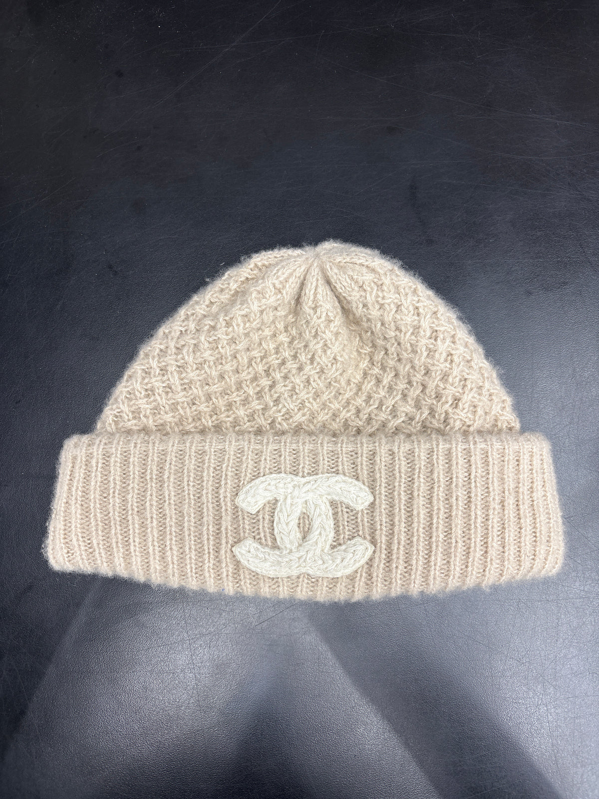Chanel Tan Knit Beanie **