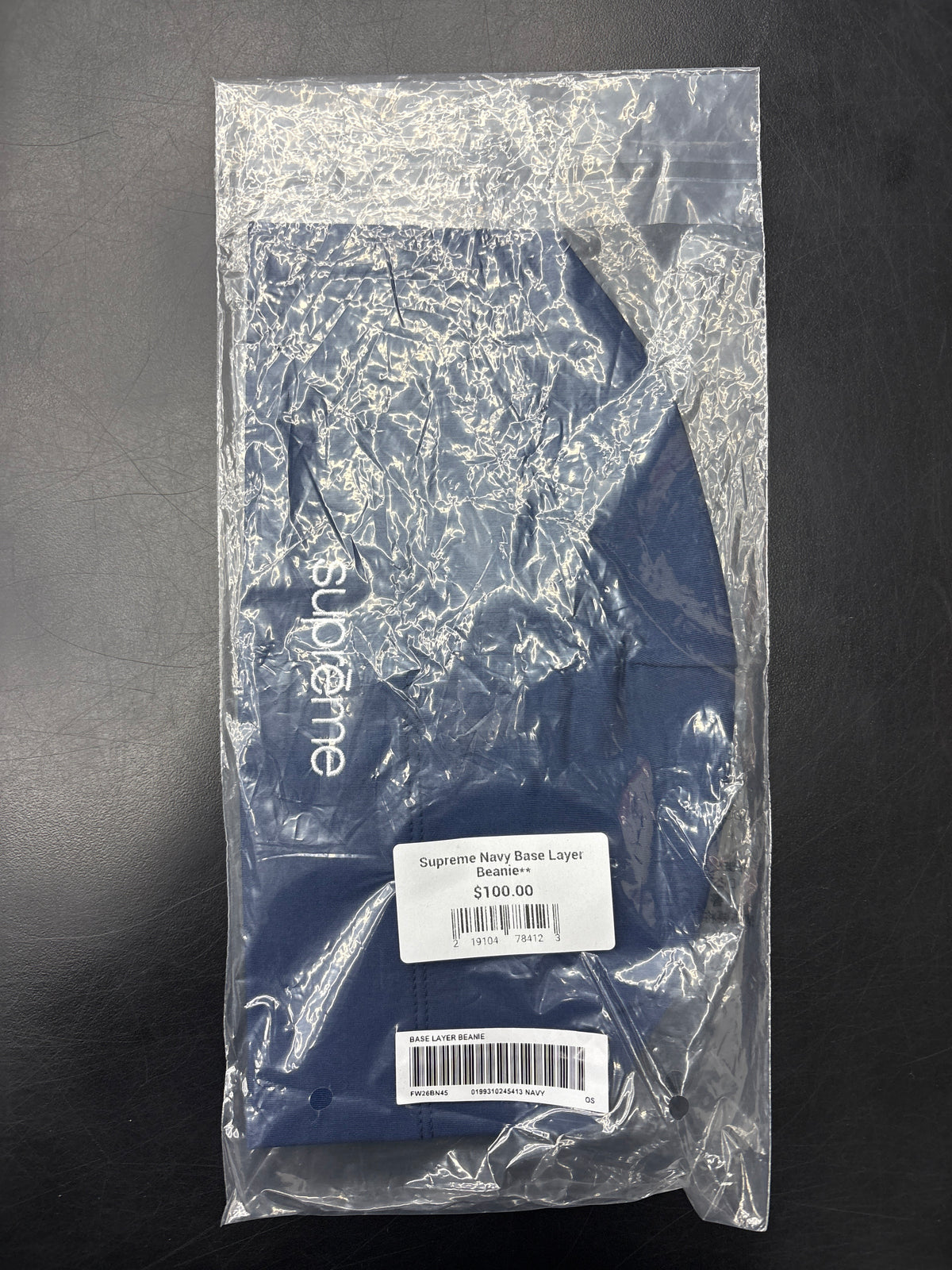 Supreme Navy Base Layer Beanie**