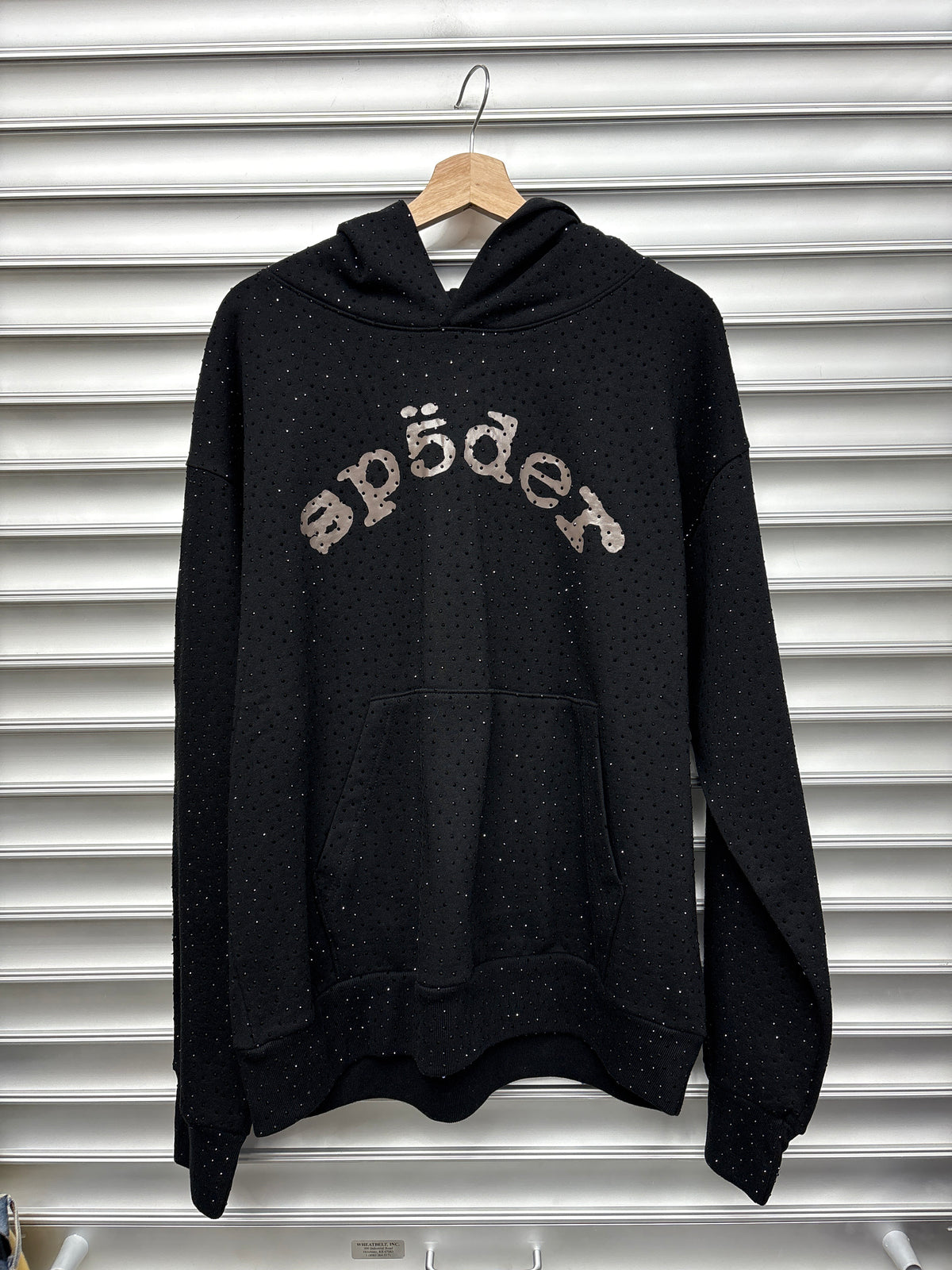 Spider Rhinestone Black Hoodie - L**