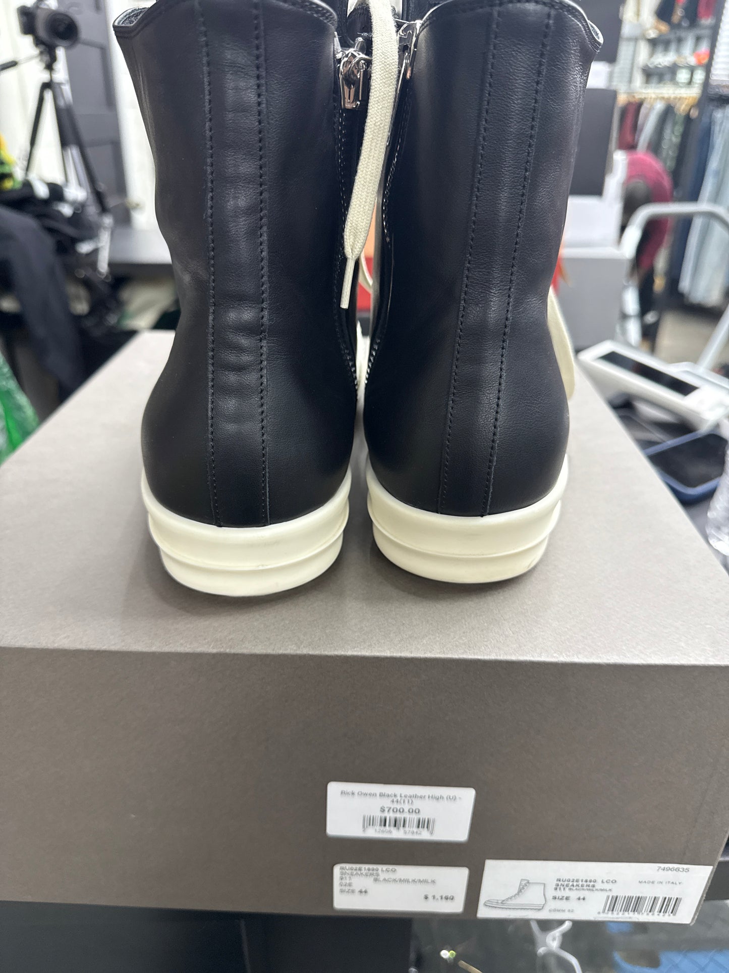 Rick Owen Black Leather High (U) - 44(11)