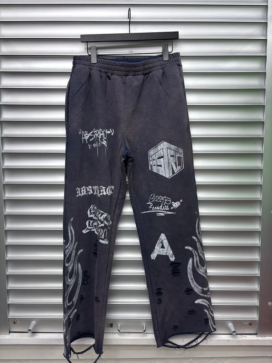 Abstract Navy Sketch Sweatpants - M