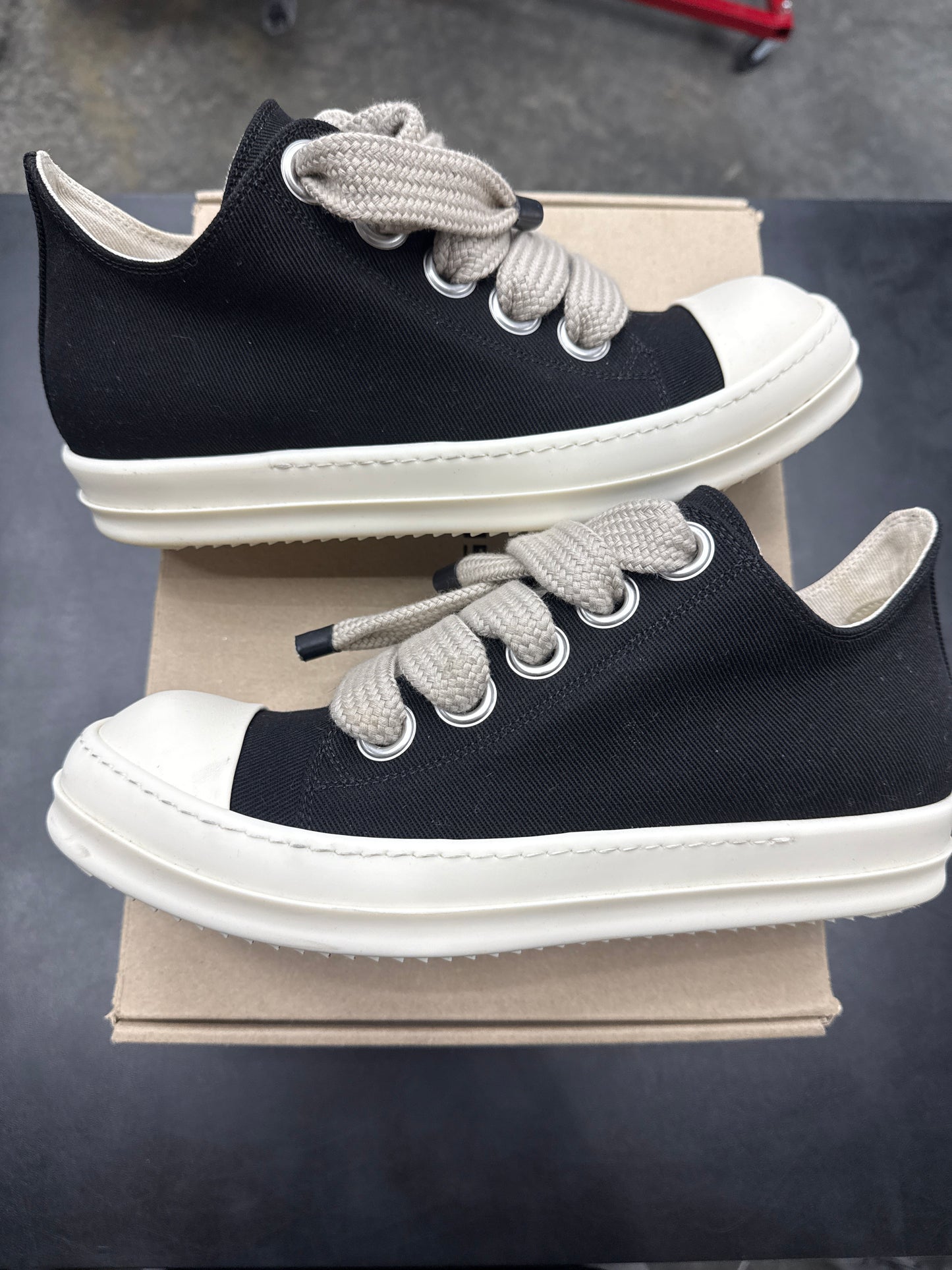 Rick Owens DRKSHDW Black Jumbo Lace Ramone Low (U) - 42(9)