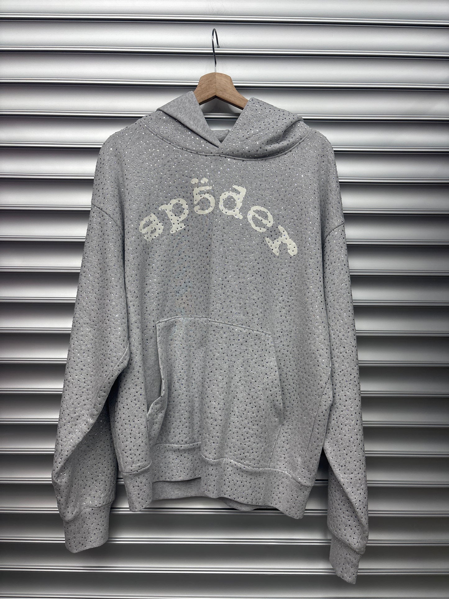 Spider Rhinestone Grey Hoodie - M