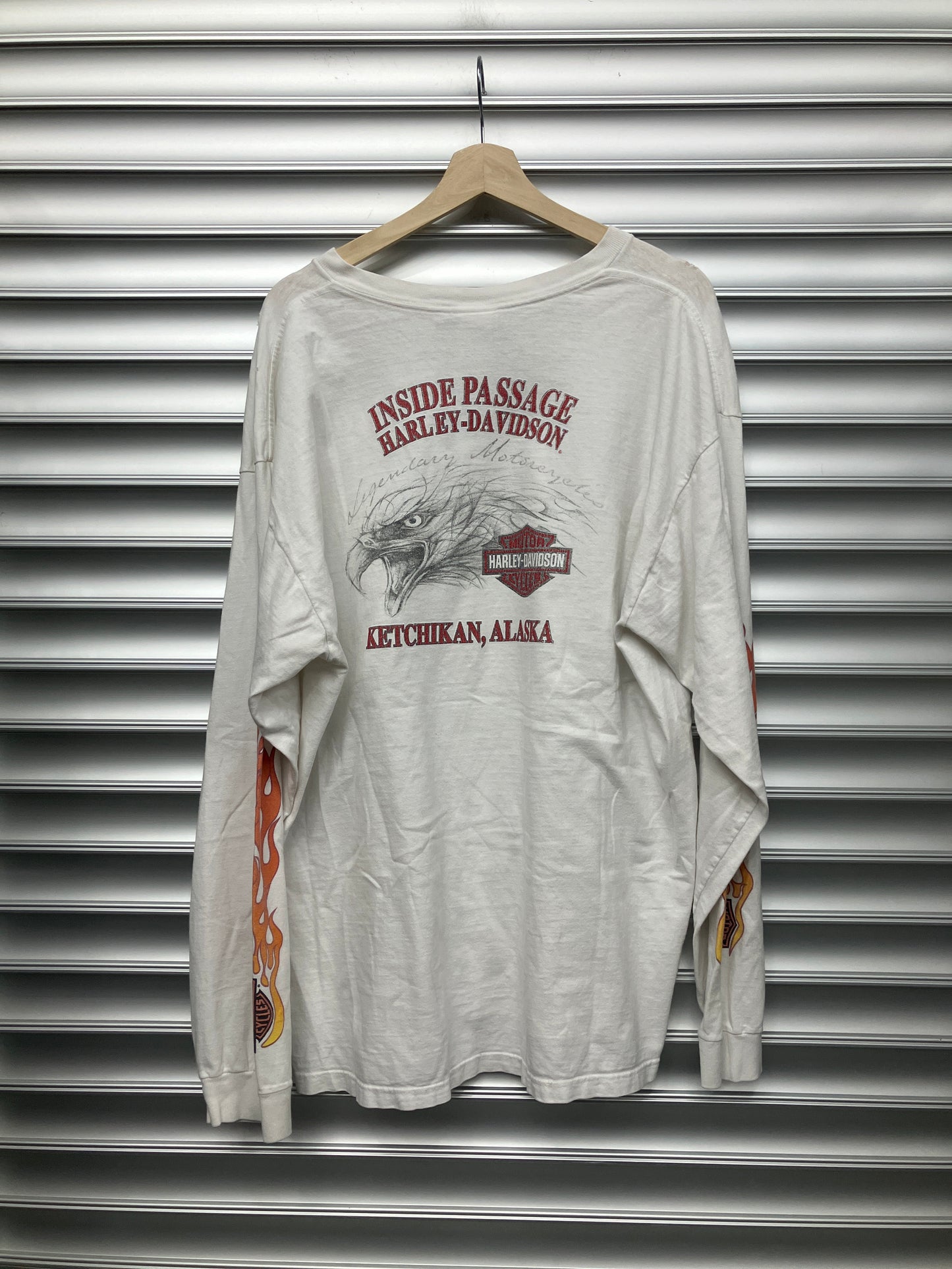 Vintage White Harley Flame Tee - XXL