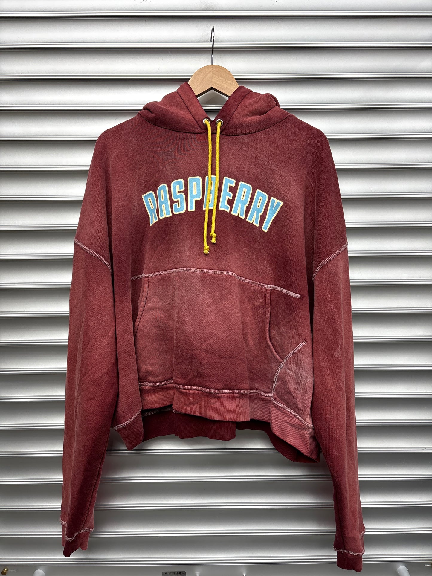 Raspberry Red Faded Hoodie - L