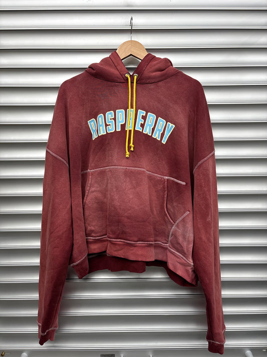 Raspberry Red Faded Hoodie - L