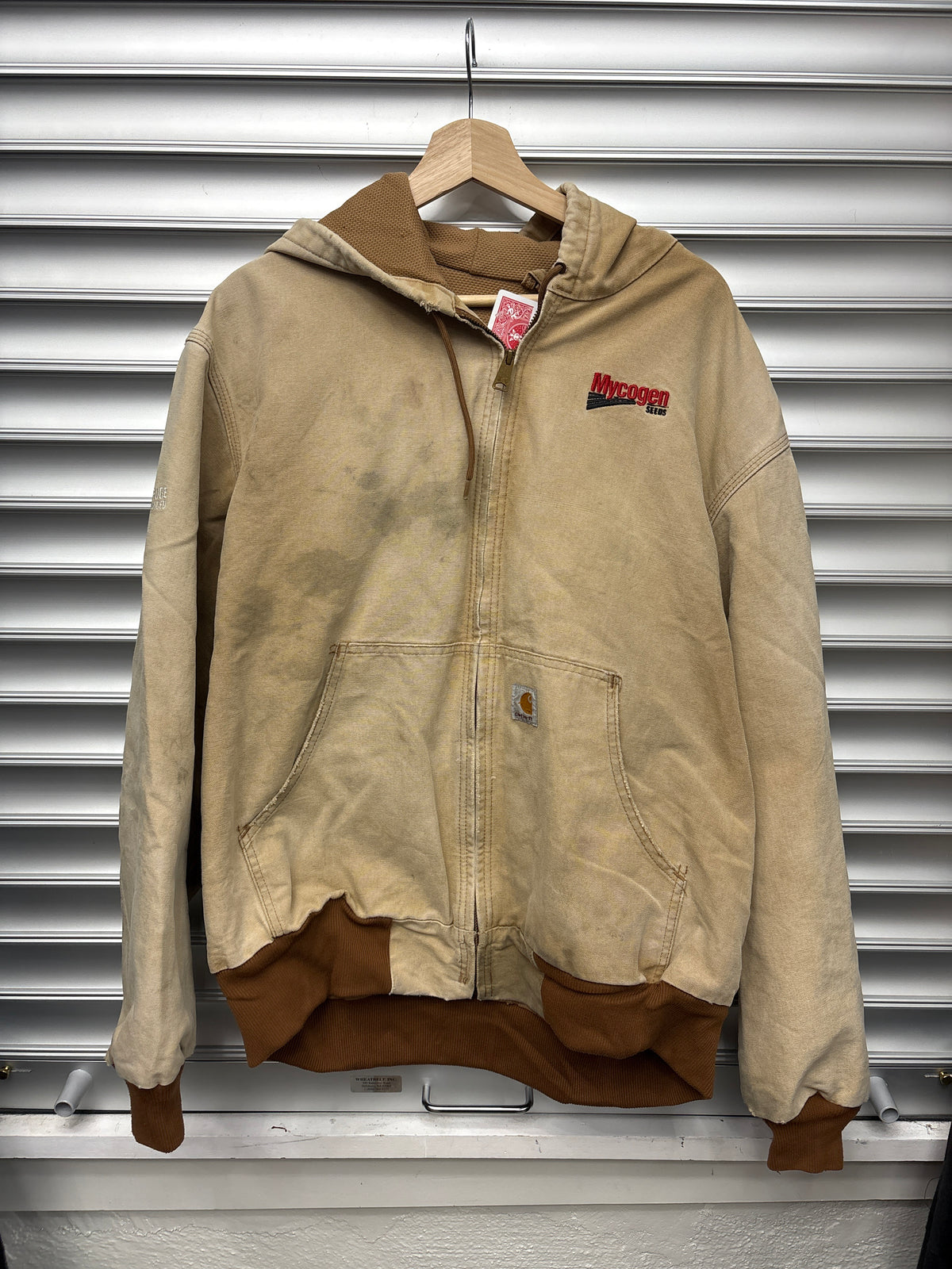 Vintage Tan Carhartt Mycogen Hooded Jacket - L**