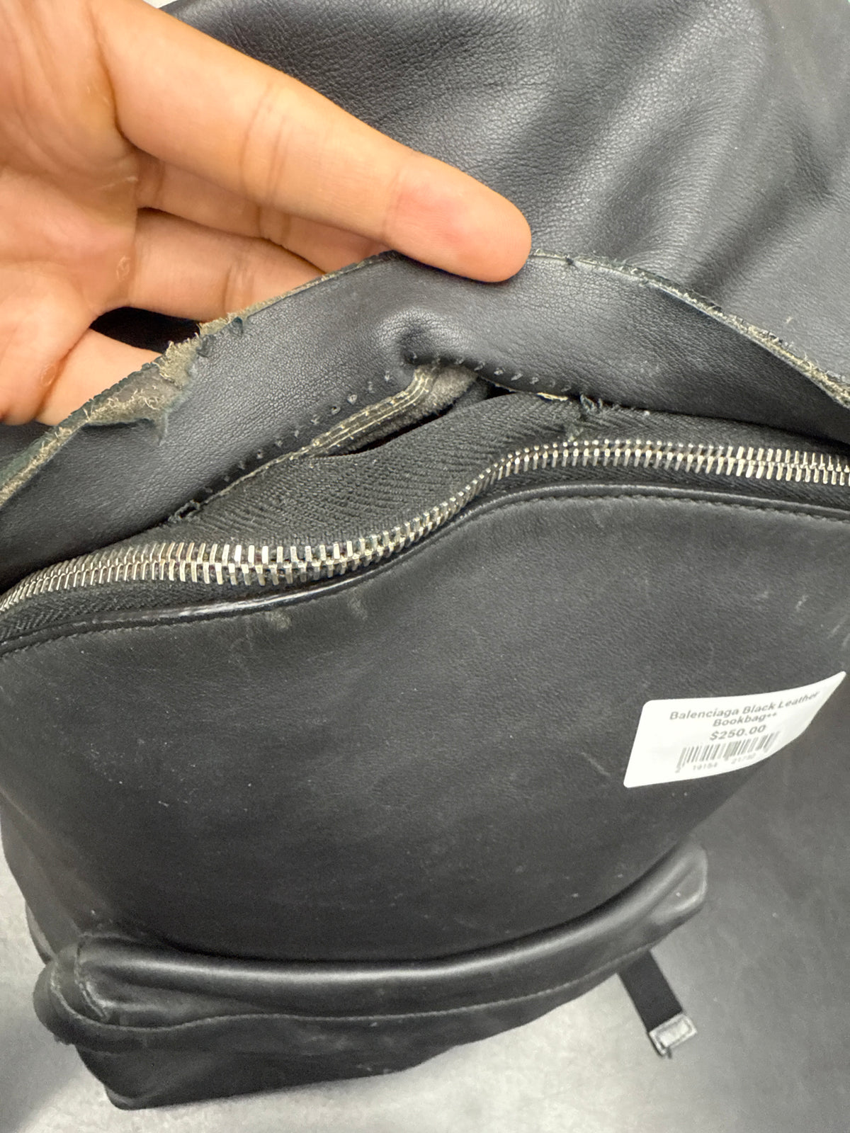 Balenciaga Black Leather Bookbag**