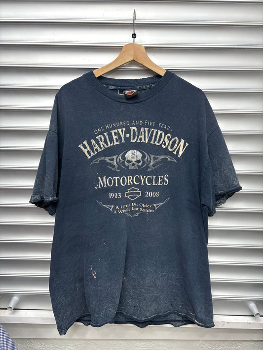 Vintage Harley Davidson Skull Tye Dye Tee - L **