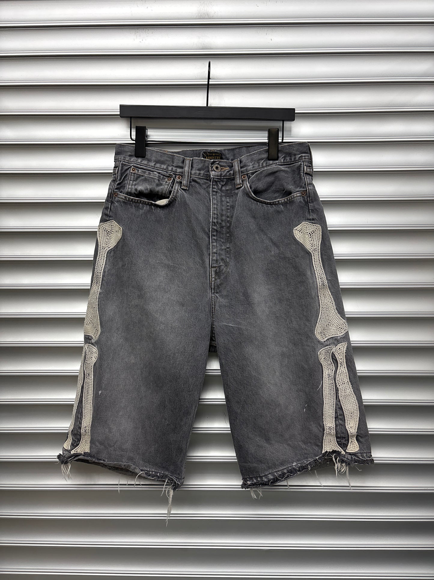 Kapital Dark Wash Bone Shorts - 32
