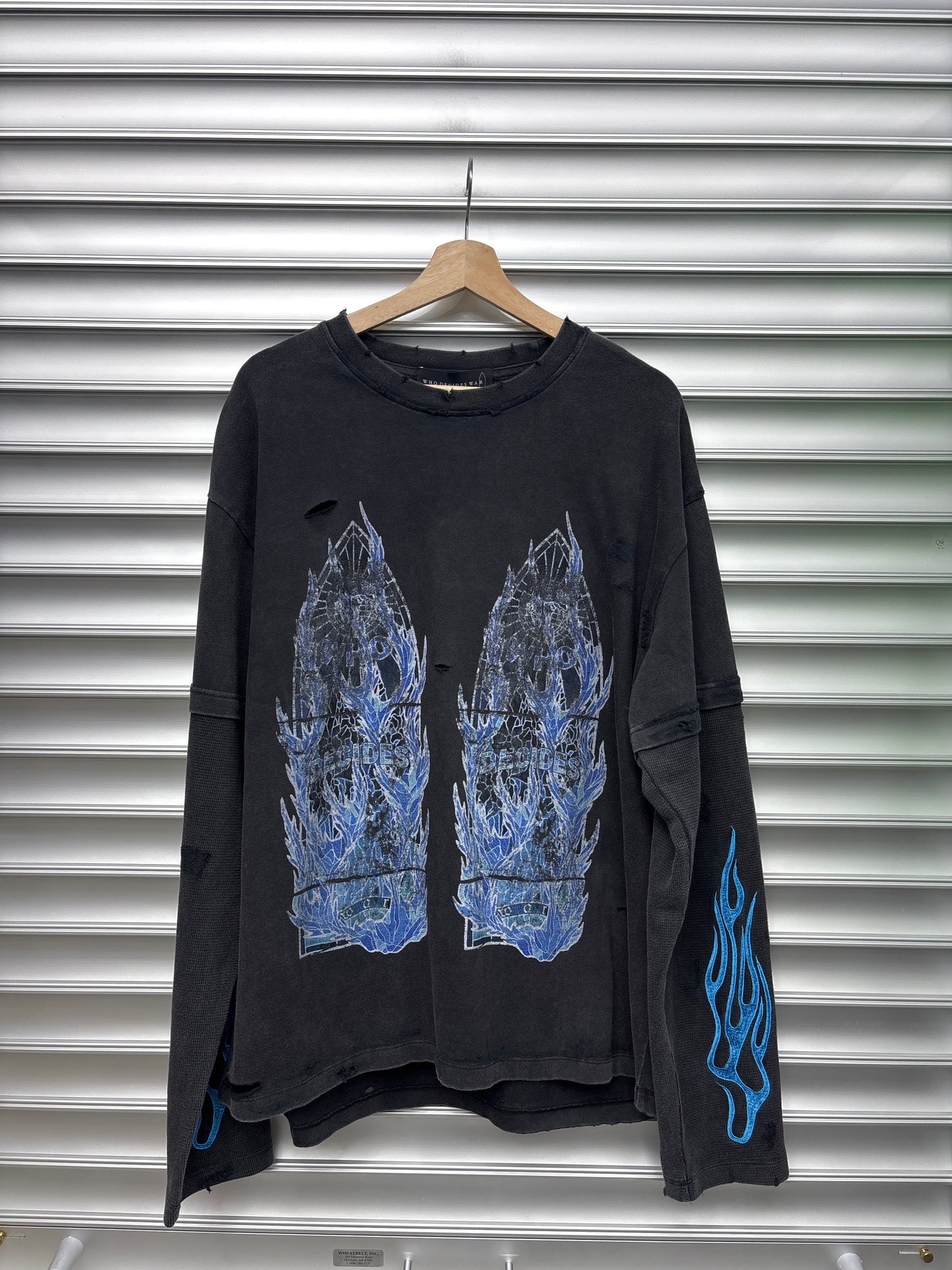 Who Decides War Blue Flame Thermal Shirt - L