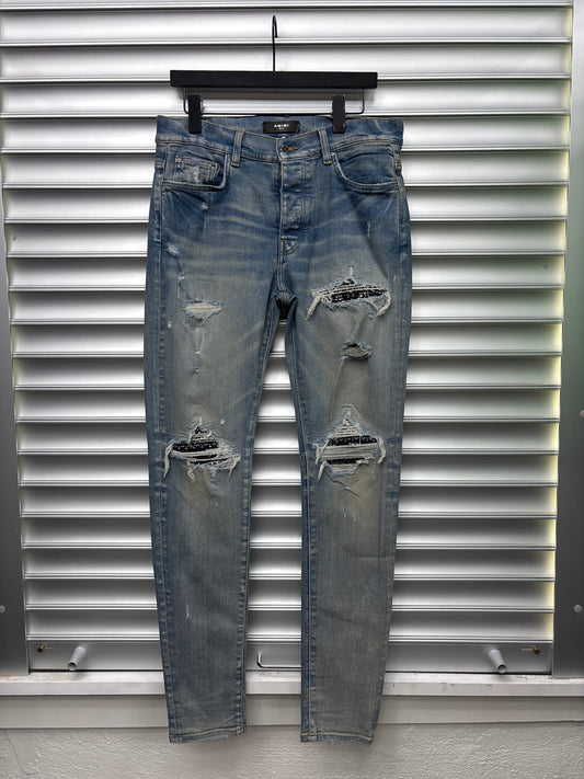 Amiri MX1 Black Bandana Patch Denim - 33